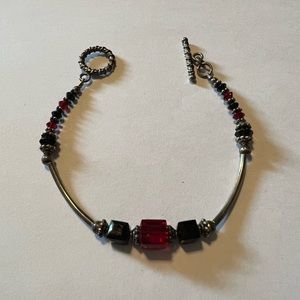 Sterling red glass bracelet